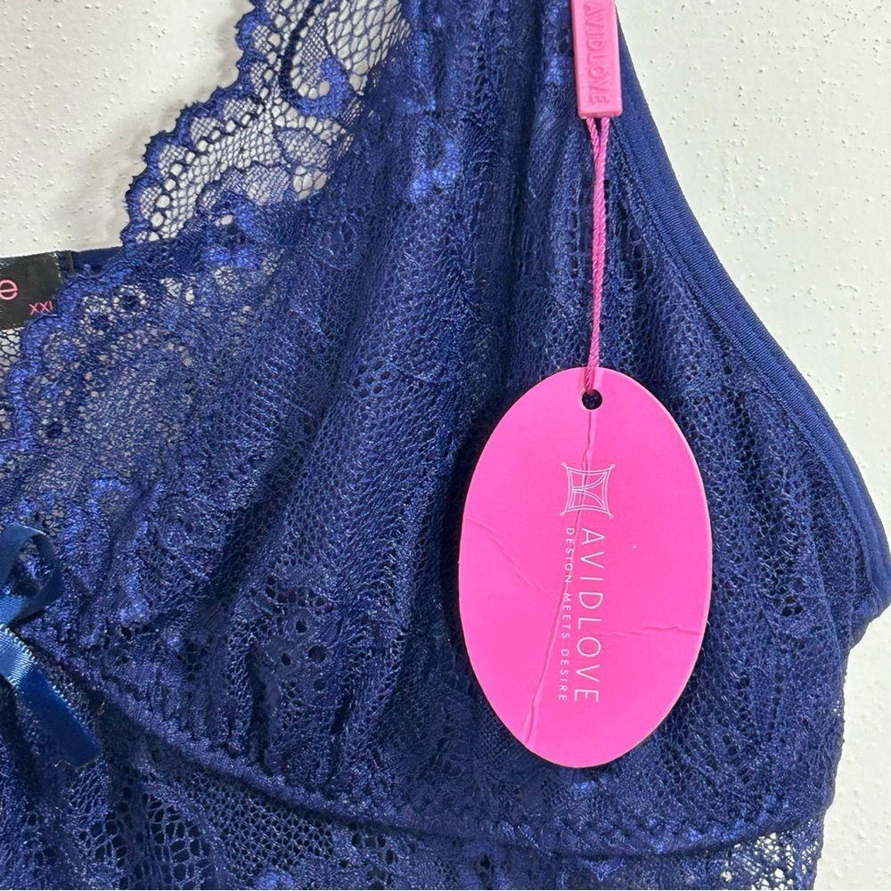 Avidlove Navy Lace Trim Lingerie Size XXL - Picture 4 of 12